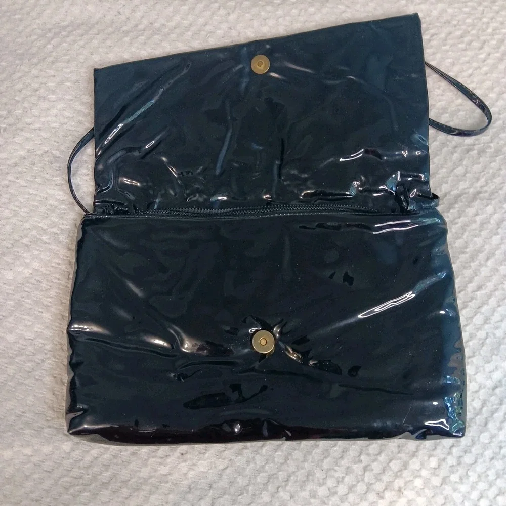 Noble Handbags Inc. VTG Genuine Patent Leather Glam Rock Big Bow Cross Body Bag